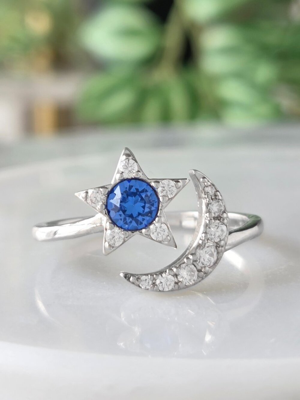 Blue Star and Moon Ring with Swarovski Crystals, Charmed Aroma 2021